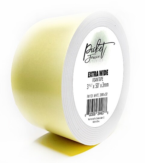 Picket Fence Studios Double-Sided Extra Wide Foam Tape Roll-White, 3.938"X50'